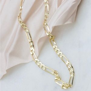 Genuine 10K Yellow Gold Figaro Style Necklace